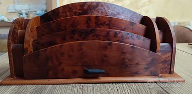 Vintage Porta lettere/penne in radica di thuia