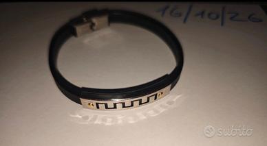 Bracciale Uomo motivo Greco Gomma/Acciaio 21/22cm