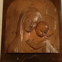 madonna con bambino lastra rame sbalzato
