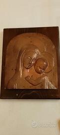 madonna con bambino lastra rame sbalzato