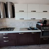 Cucina con lavastoviglie, piano cottura e forno.