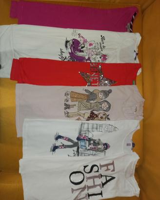 6 t-shirt manica lunga per ragazza 12-14 anni