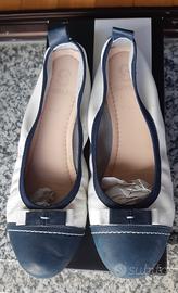 Ballerine ragazza/donna n. 39 in nappa bianco-blu