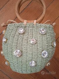 Borsa Zara verde con strassmai messa misura media
