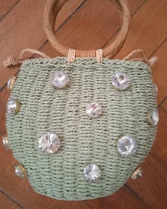 Borsa Zara verde con strassmai messa misura media