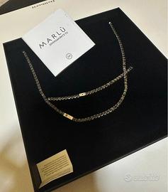 coordinato bracciale e collana tennis pietra nera