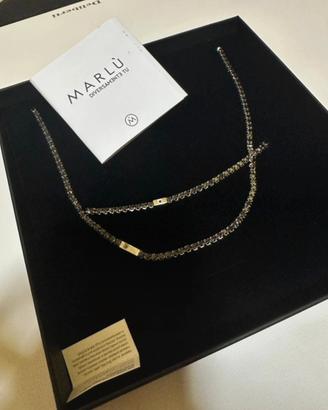 coordinato bracciale e collana tennis pietra nera