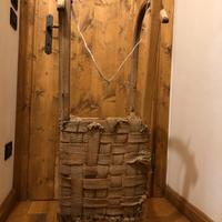 Slittino Vintage Legno Ferro Tela 1,05 mt Riparato