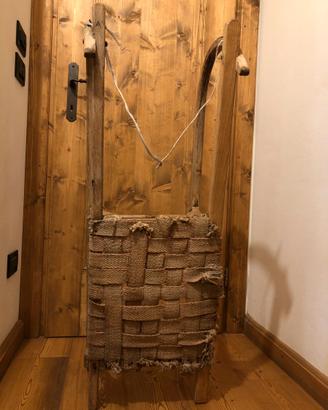 Slittino Vintage Legno Ferro Tela 1,05 mt Riparato