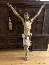 Antico raro grande Cristo ligneo della Val Gardena