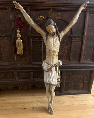 Antico raro grande Cristo ligneo della Val Gardena