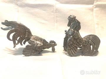 Coppia Galli Argento 800 Anni '20 Art Déco 500gr