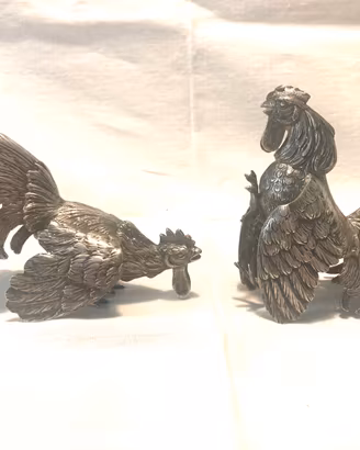 Coppia Galli Argento 800 Anni '20 Art Déco 500gr