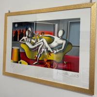 Opera grafica di Mark Kostabi con cornice bella