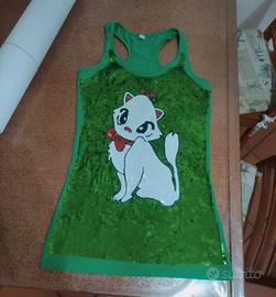 Canottiera verde con gattino