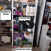 espositore bianco ripiani vetro