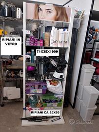 espositore bianco ripiani vetro