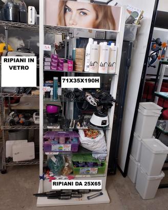 espositore bianco ripiani vetro