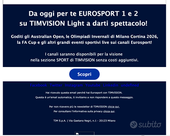 Decoder Android timvision per olimpiadi