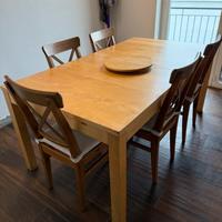 Tavolo allungabile 175/217cm in legno + 6 sedie