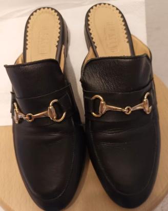 Sabot Mocassino Nero 38, 100%Cuoio,MadeItaly