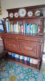 Credenza classica in noce con piano in marmo rosso