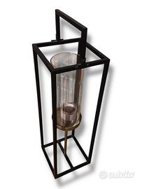 Porta candela da terra con vetro