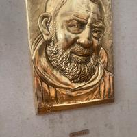 Quadro oro 24kr padre pio a mano