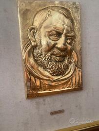 Quadro oro 24kr padre pio a mano