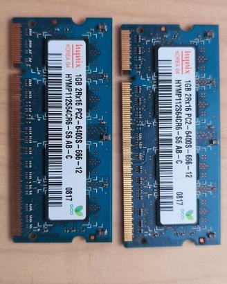 2x 1GB DDR2 800MHz PC2-6400 RAM Hynix