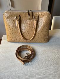Borsa vera pelle 100% made in Italy - beige/cuoio