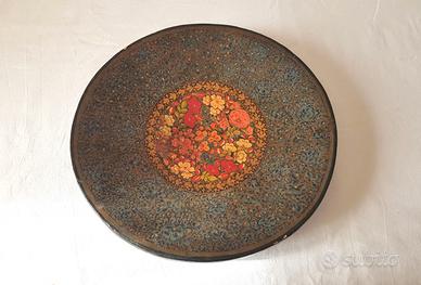 Piatto vassoio centrotavola papier-mâché floreale