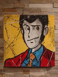 Quadro Lupin III dipinto a mano su tela juta