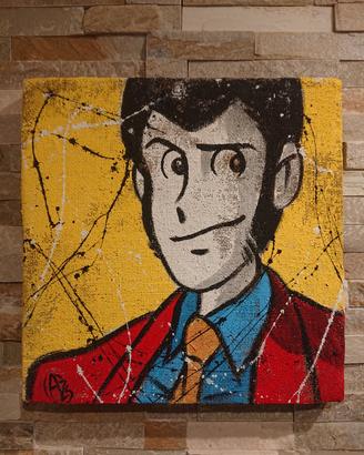 Quadro Lupin III dipinto a mano su tela juta