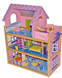 casa delle bambole in legno di 3 piani