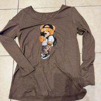 Maglia cotone maniche lunghe scollo a V