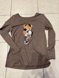 Maglia cotone maniche lunghe scollo a V