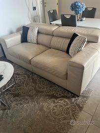 Divano in vera pelle beige Samoa