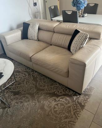 Divano in vera pelle beige Samoa
