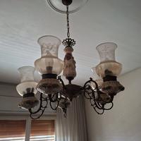 Lampadario vintage Art Nouveau d'epoca a 4 bracci
