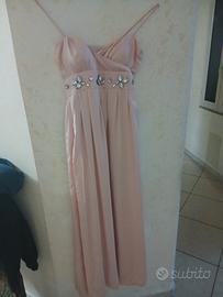 abito lungo da cerimonia rosa confetto 