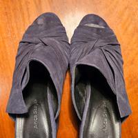 Sabot camoscio blu con tacco