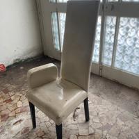 Sedie vintage in pelle bianca con schienale alto