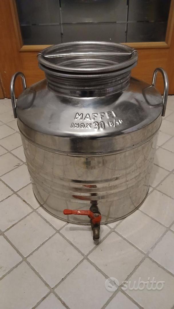 Fusto In Acciaio Inox 18/10 Per Olio Da 30 Litri Con Rubinetto - Per Alimenti, Trasporto E Conservazione