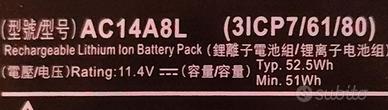 Batteria Acer AC14A8L Aspire VN7 Nitro 52.5Wh