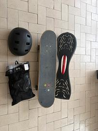 Set skateboard + waveboard con protezioni