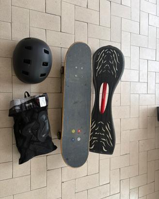 Set skateboard + waveboard con protezioni