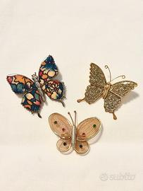 3 spille farfalla gioiello - strass smalto e rete
