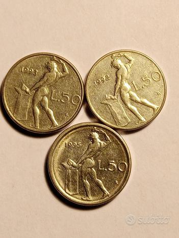 Usato, Tre monete da 50 lire mini del 1953 usato  Nuoro