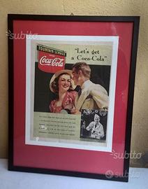 Quadro Pubblicità Coca-Cola su Carta. Anni 40